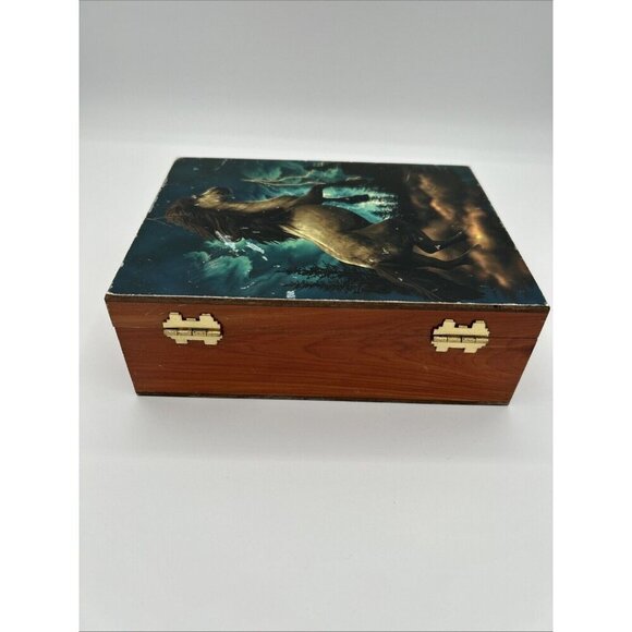 Ridin Hy Ranch Cedar Keepsake Box Horse Lightning Western Decor Storage - Picture 5 of 10